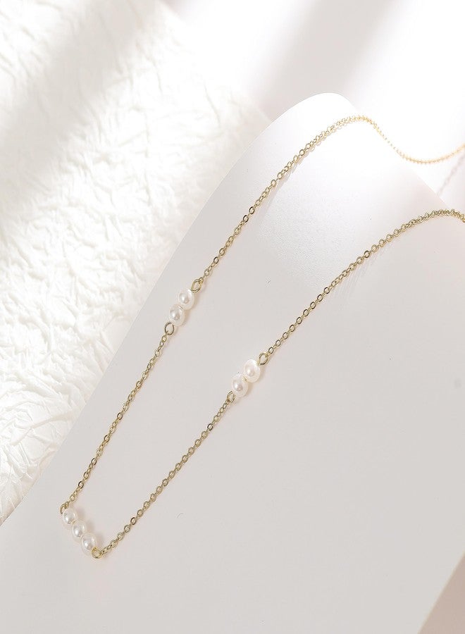 Collner Dainty Pearl Necklace 14K Gold/Silver Plated Cute Elegant Tiny Pearl Choker Delicate Layered Freshwater Pearl Necklace Everyday Jewelry Gift (Pearls Chain Gold) - Image 5